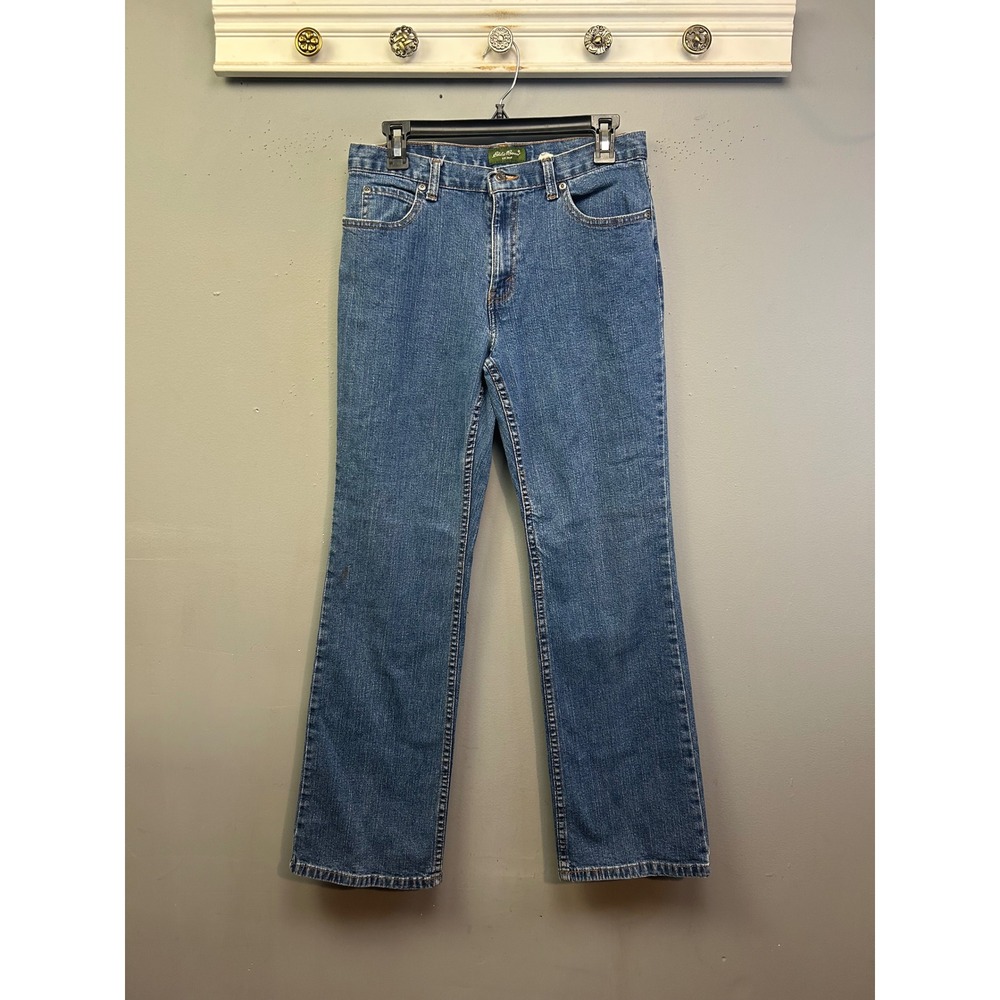 Eddie Bauer Jeans Womens 8 Blue Straight Leg High Rise Stretch Denim Medium Wash